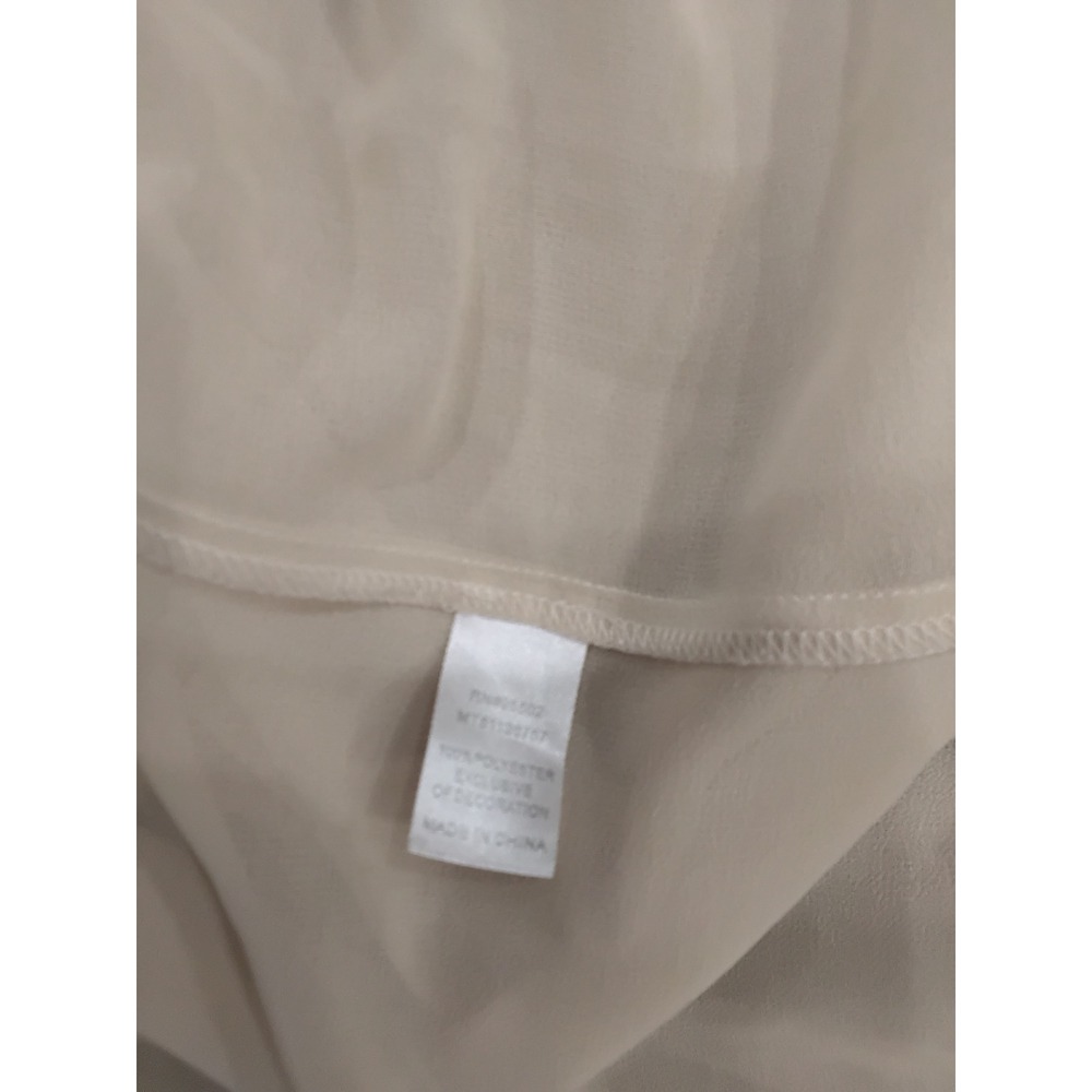 C. Luce Cream Embroidered Peplum Blouse Cap Sleeve Blue Detail MT51138707 Size M - Picture 3 of 5